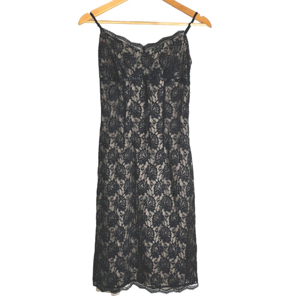 Express Y2K Vintage Sheer LBD Beaded Empire waist 5 / 6 Small